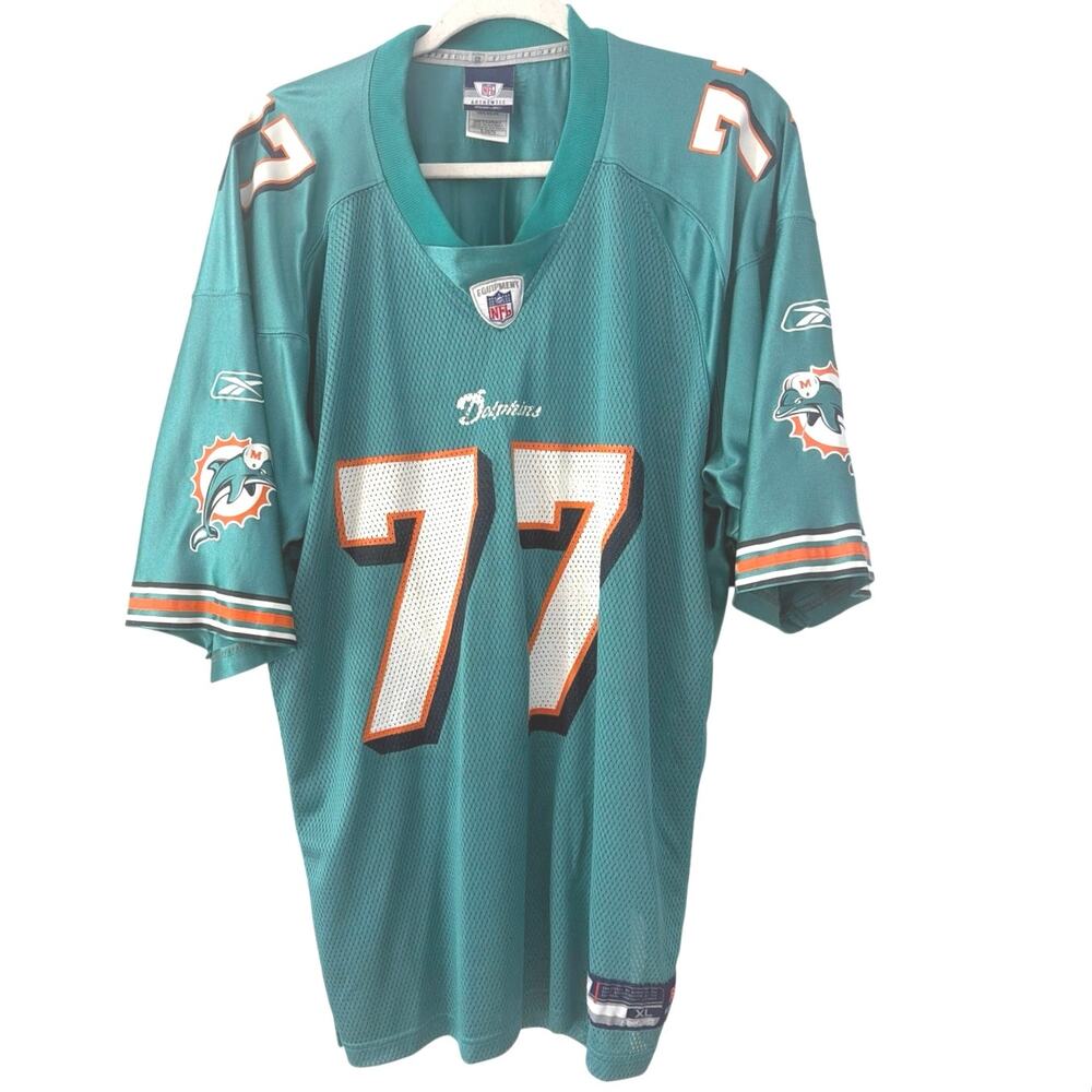 Miami Dolphins Preowned Reebok NFL #77 Justin Long Jersey Size XL R3